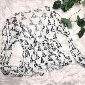 Free People Deep- V Floral Top